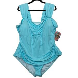 As Rose Rich Light Blue One Piece Swimsuit UPF 50+ New Size XXXL